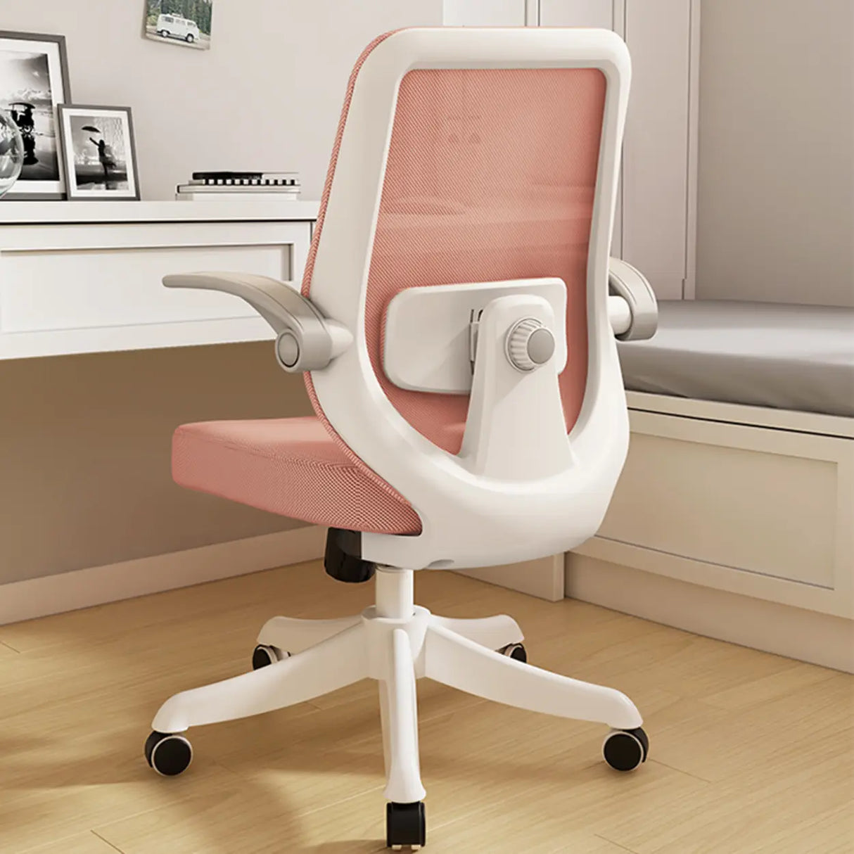 Lumbar Support Grey Swivel Adjustable Mesh Office Chair Image - 18