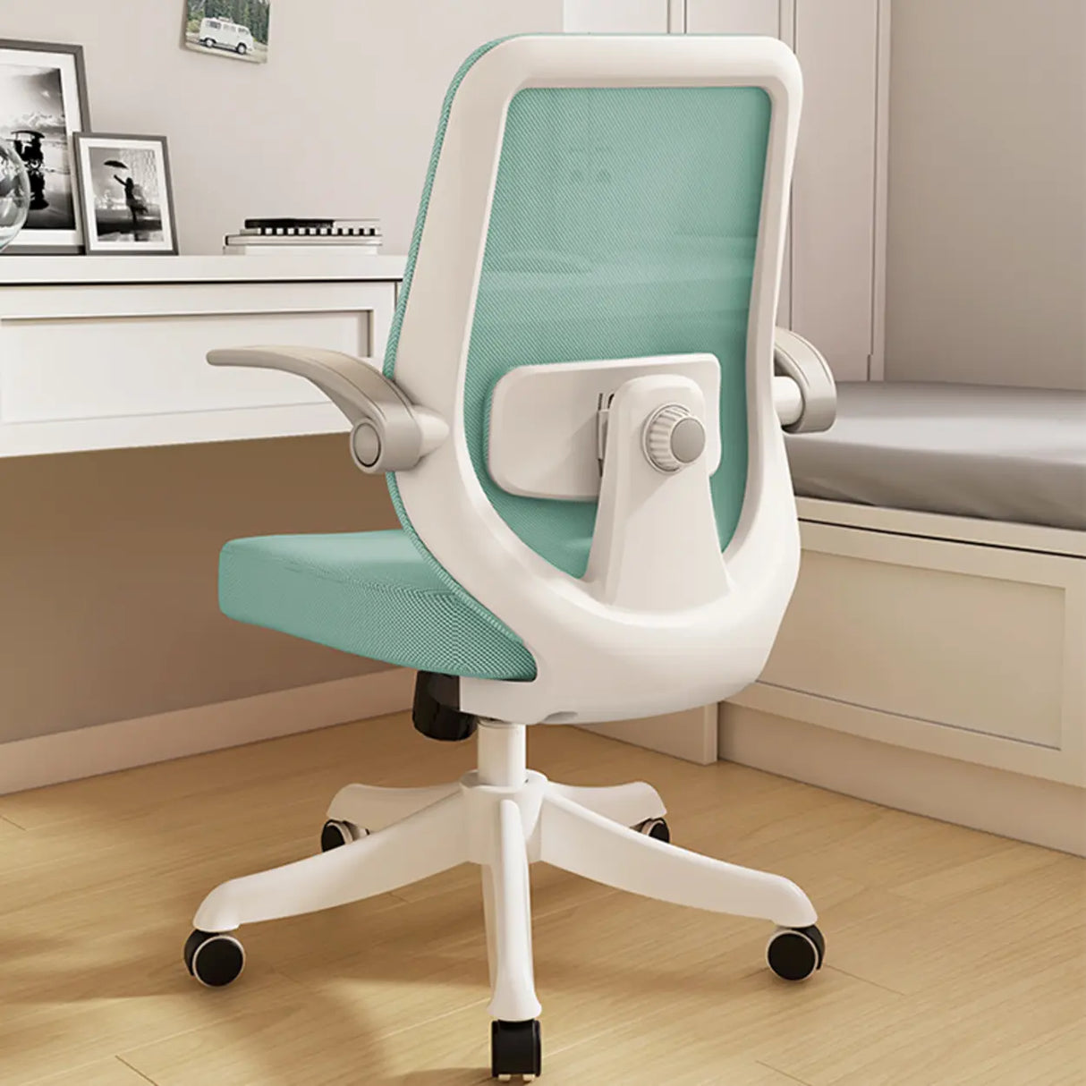 Lumbar Support Grey Swivel Adjustable Mesh Office Chair Image - 19