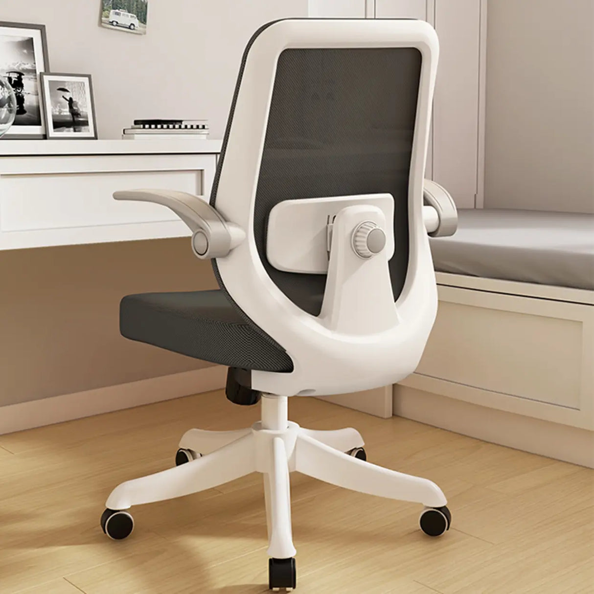 Lumbar Support Grey Swivel Adjustable Mesh Office Chair Image - 20