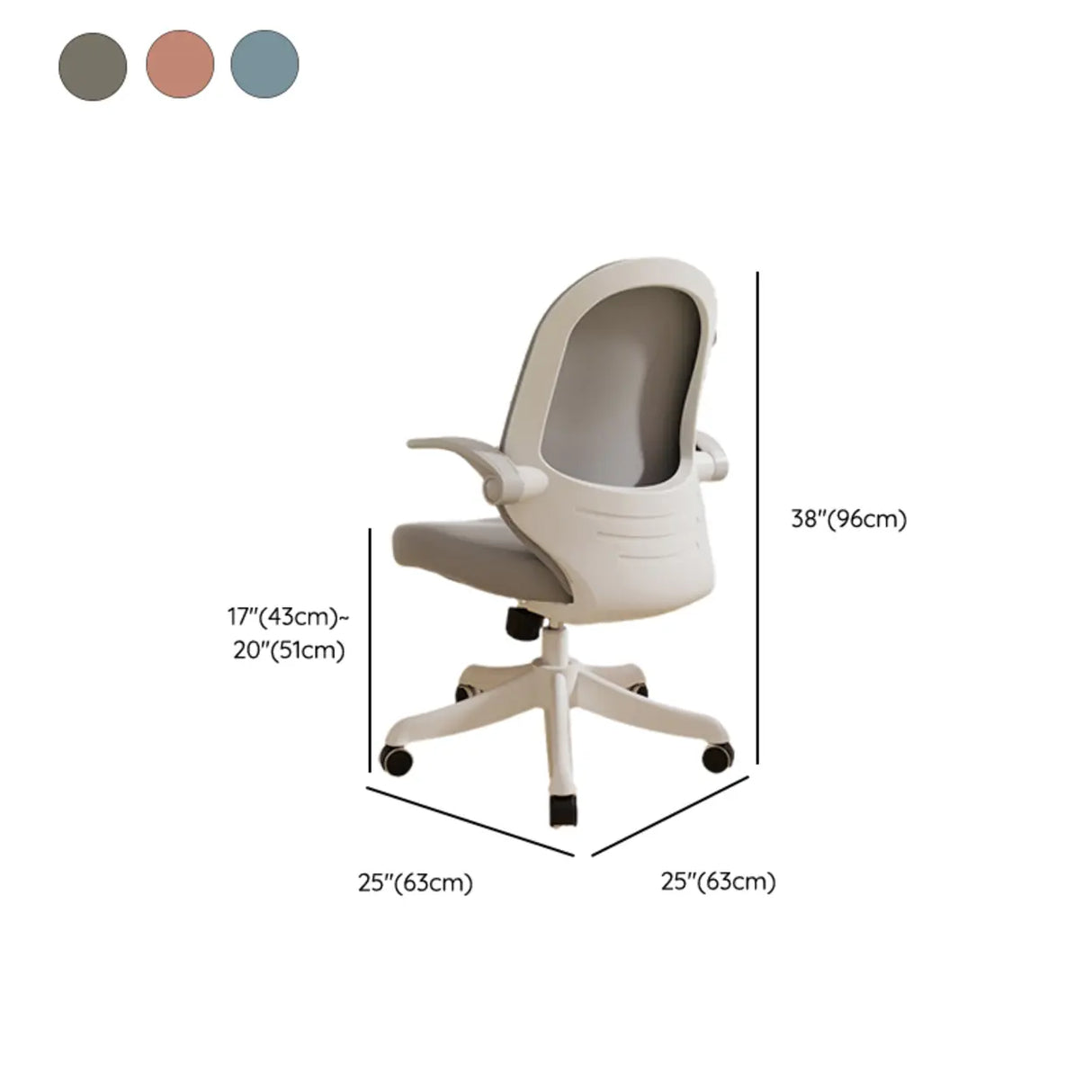 Lumbar Support Grey Swivel Adjustable Mesh Office Chair Image - 22