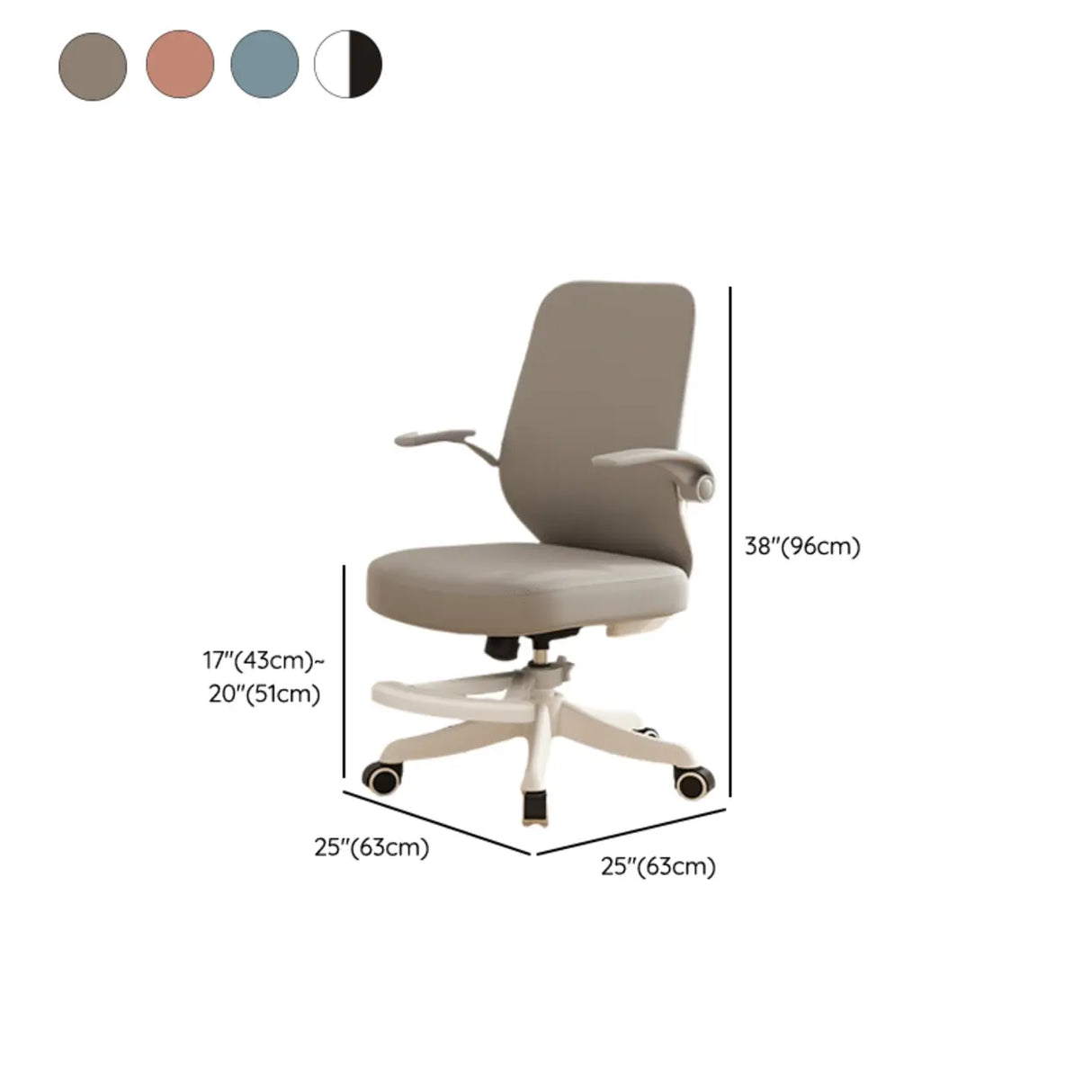 Lumbar Support Grey Swivel Adjustable Mesh Office Chair Image - 23