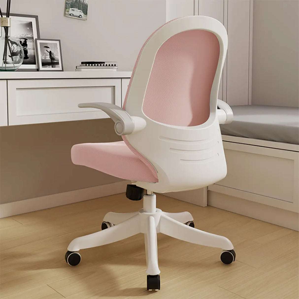 Lumbar Support Grey Swivel Adjustable Mesh Office Chair Image - 3