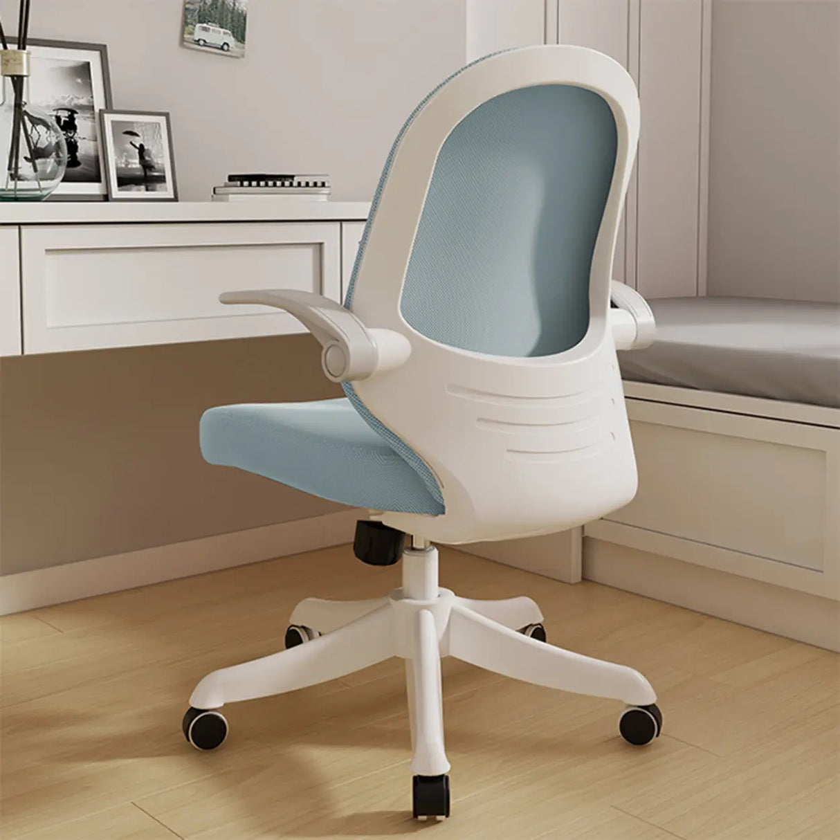 Lumbar Support Grey Swivel Adjustable Mesh Office Chair Image - 5