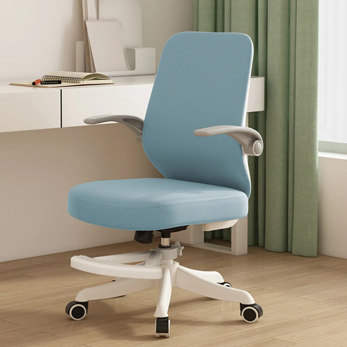 Lumbar Support Grey Swivel Adjustable Mesh Office Chair Image - 6