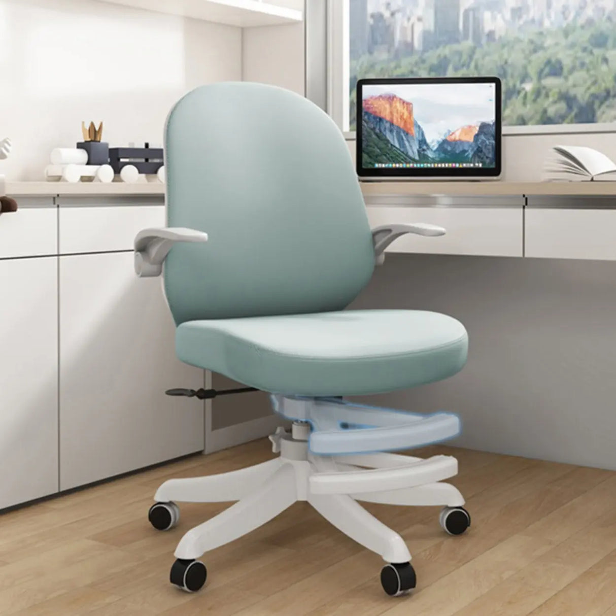 Lumbar Support Grey Swivel Adjustable Mesh Office Chair Image - 7