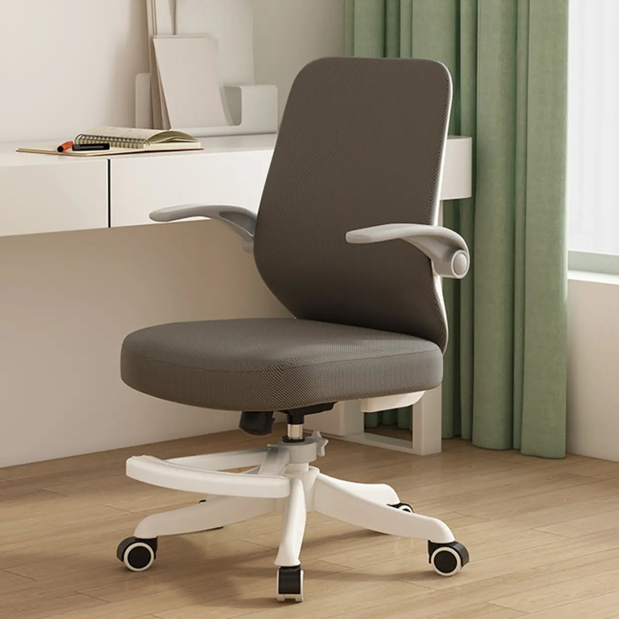 Lumbar Support Grey Swivel Adjustable Mesh Office Chair Image - 8
