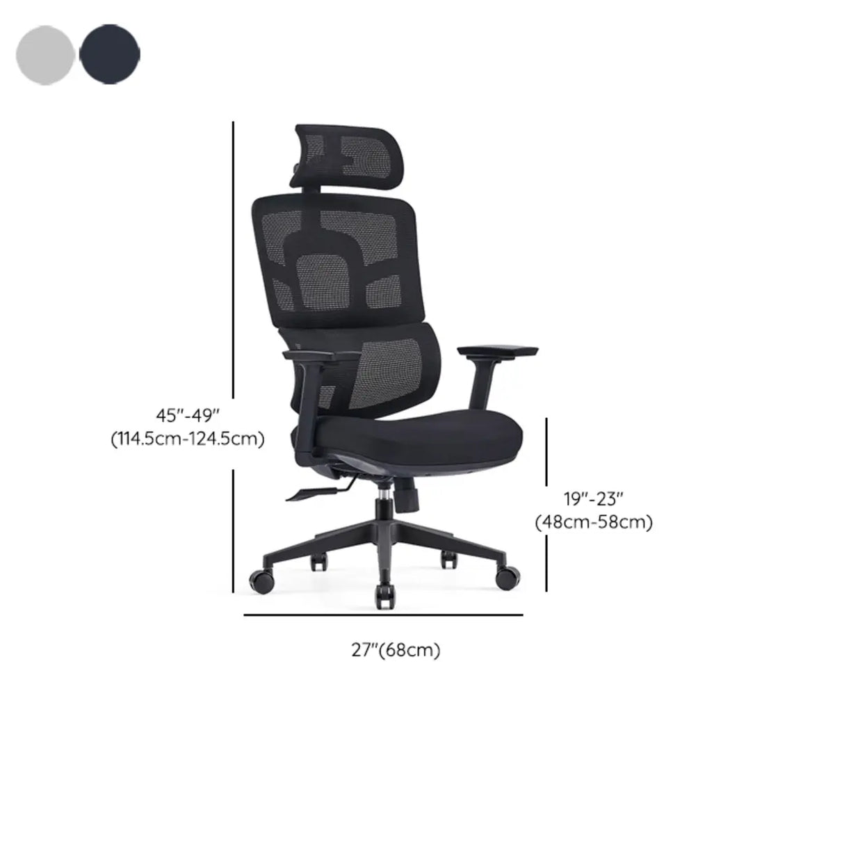 Lumbar Support Grey Swivel Mesh Waterfall Seat Office Chair 