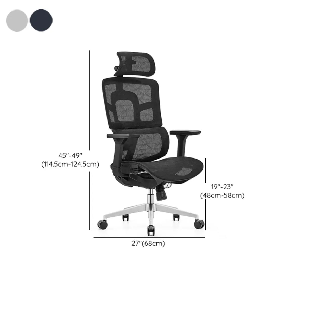 Lumbar Support Grey Swivel Mesh Waterfall Seat Office Chair Image - 14
