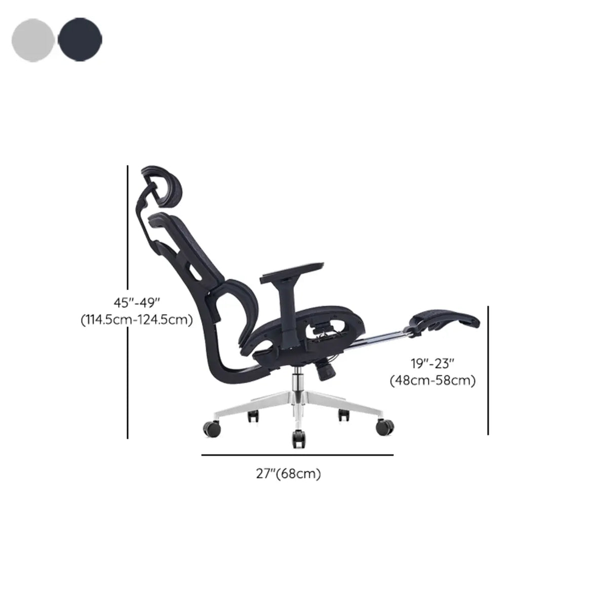 Lumbar Support Grey Swivel Mesh Waterfall Seat Office Chair Image - 15
