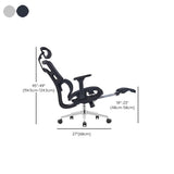 Lumbar Support Grey Swivel Mesh Waterfall Seat Office Chair Image - 15