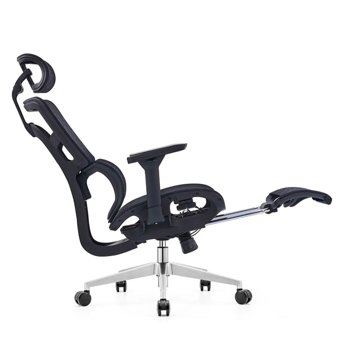 Lumbar Support Grey Swivel Mesh Waterfall Seat Office Chair Image - 2