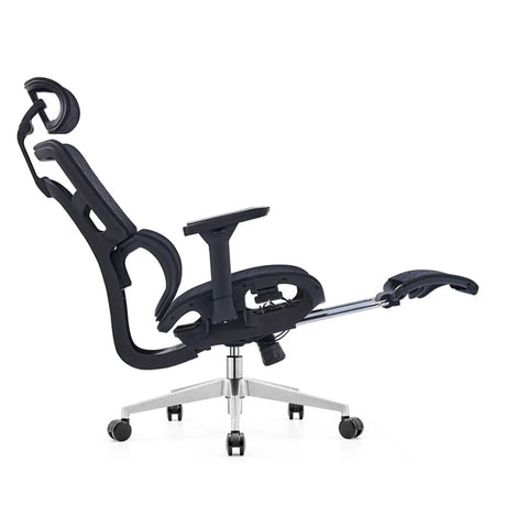 Lumbar Support Grey Swivel Mesh Waterfall Seat Office Chair Image - 2