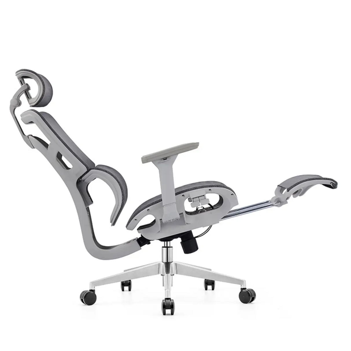 Lumbar Support Grey Swivel Mesh Waterfall Seat Office Chair Image - 3