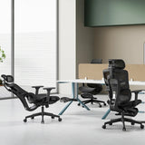Lumbar Support Grey Swivel Mesh Waterfall Seat Office Chair Image - 4