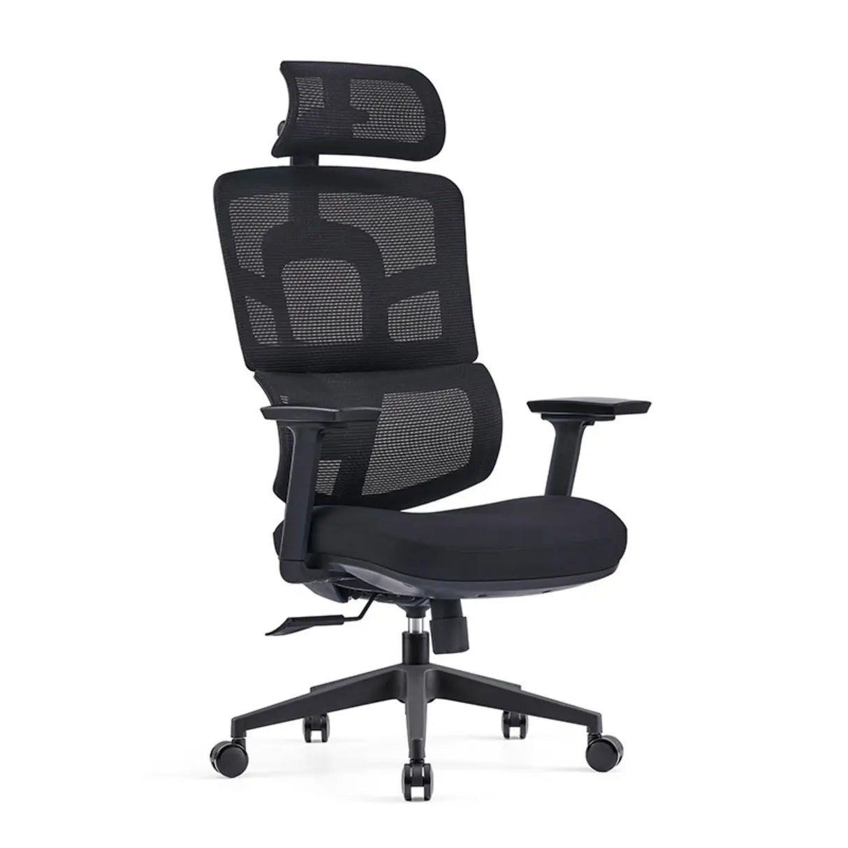 Lumbar Support Grey Swivel Mesh Waterfall Seat Office Chair Image - 5