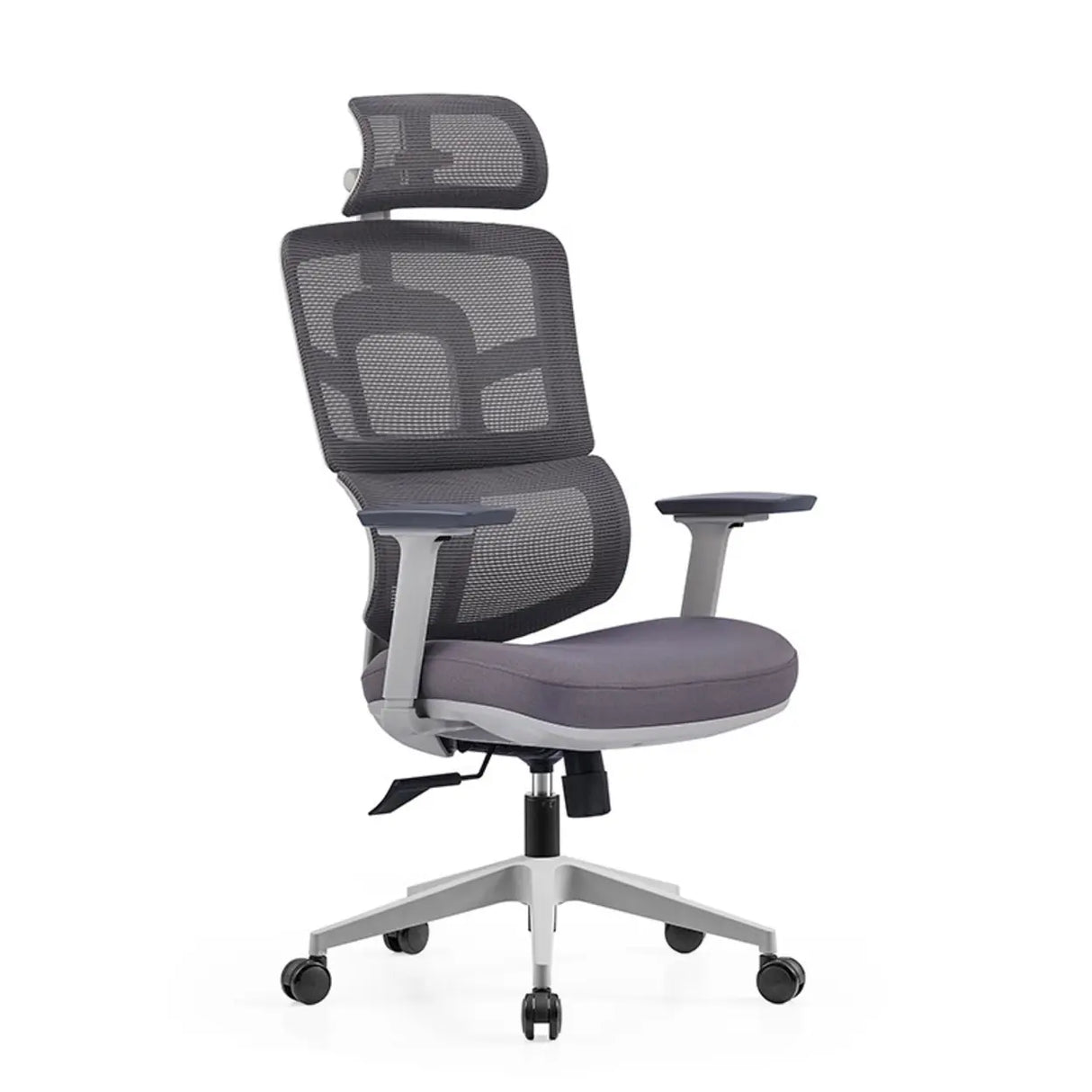 Lumbar Support Grey Swivel Mesh Waterfall Seat Office Chair Image - 7