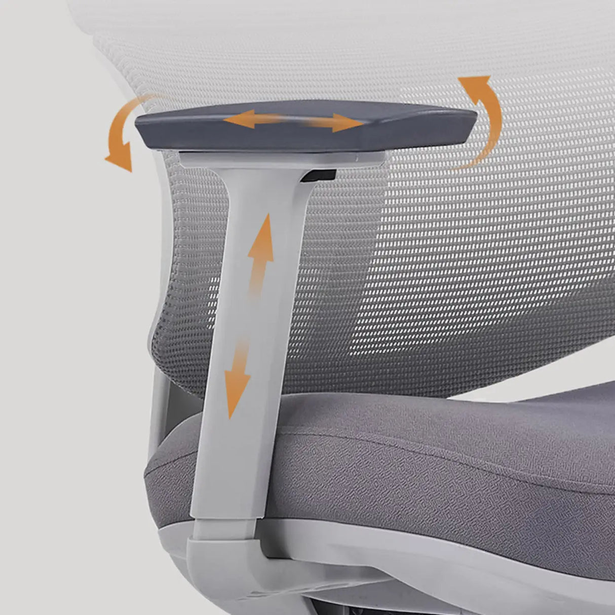 Lumbar Support Grey Swivel Mesh Waterfall Seat Office Chair Image - 8