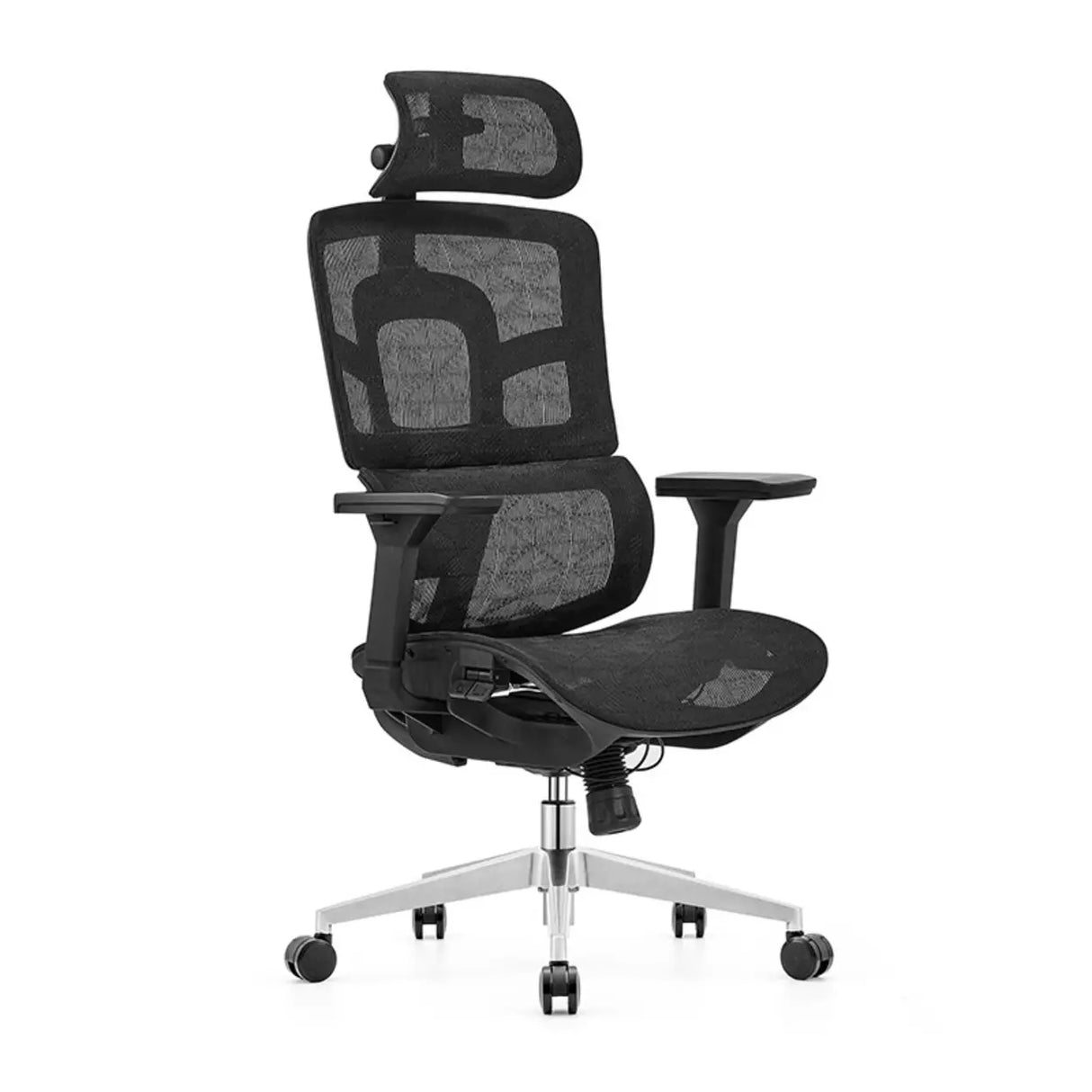 Lumbar Support Grey Swivel Mesh Waterfall Seat Office Chair Image - 9