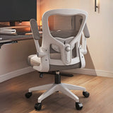 Lumbar Support Light Grey Mesh Office Chair with Wheels Image - 15