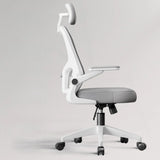 Lumbar Support Light Grey Mesh Office Chair with Wheels Image - 17