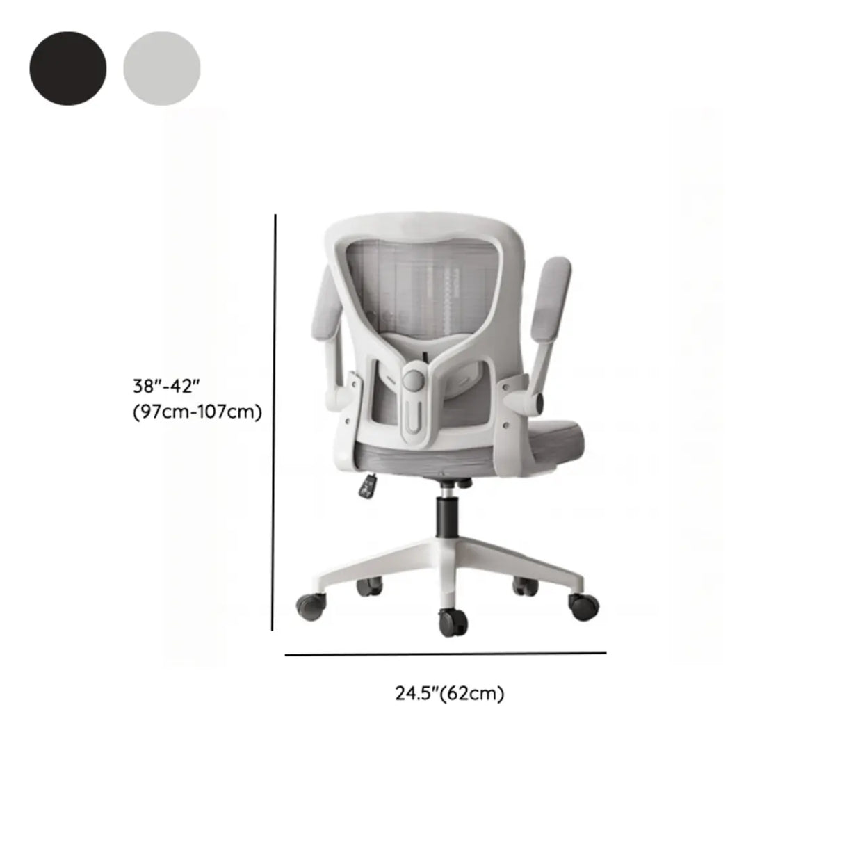 Lumbar Support Light Grey Mesh Office Chair with Wheels 