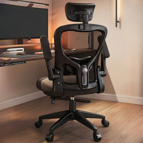 Lumbar Support Light Grey Mesh Office Chair with Wheels Image - 2