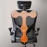Lumbar Support Light Grey Mesh Office Chair with Wheels Image - 5