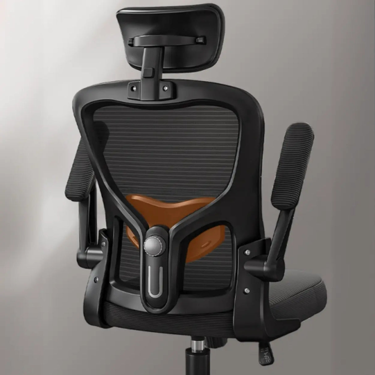 Lumbar Support Light Grey Mesh Office Chair with Wheels Image - 8
