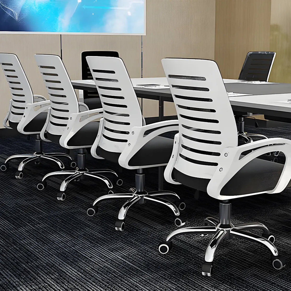 Lumbar Support Modern Mesh Ergonomic Office Chair Image - 29