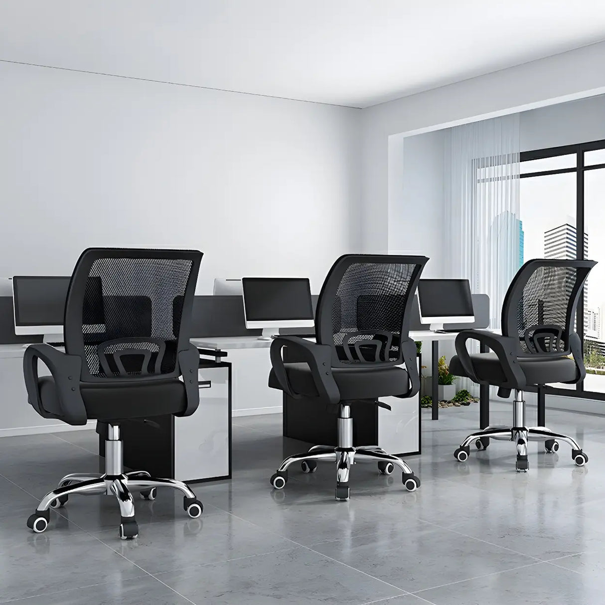 Lumbar Support Modern Mesh Ergonomic Office Chair Image - 6