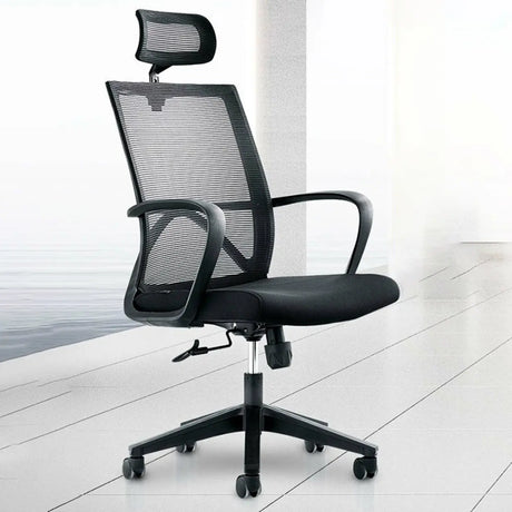 Lumbar Support Nylon Frame Ergonomic Mesh Black Office Chair Image - 2