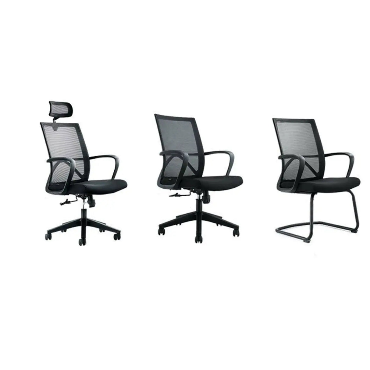 Lumbar Support Nylon Frame Ergonomic Mesh Black Office Chair Image - 13
