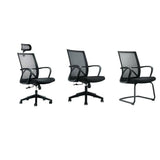 Lumbar Support Nylon Frame Ergonomic Mesh Black Office Chair Image - 13