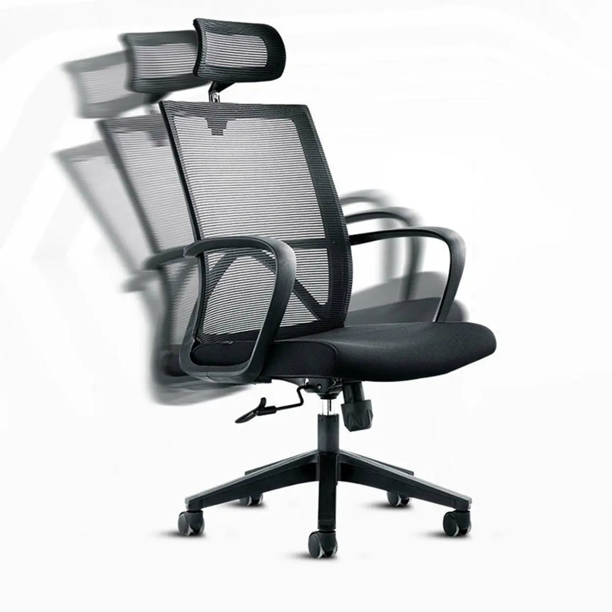 Lumbar Support Nylon Frame Ergonomic Mesh Black Office Chair Image - 14