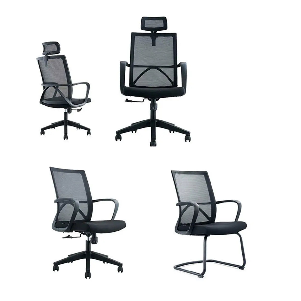 Lumbar Support Nylon Frame Ergonomic Mesh Black Office Chair Image - 16