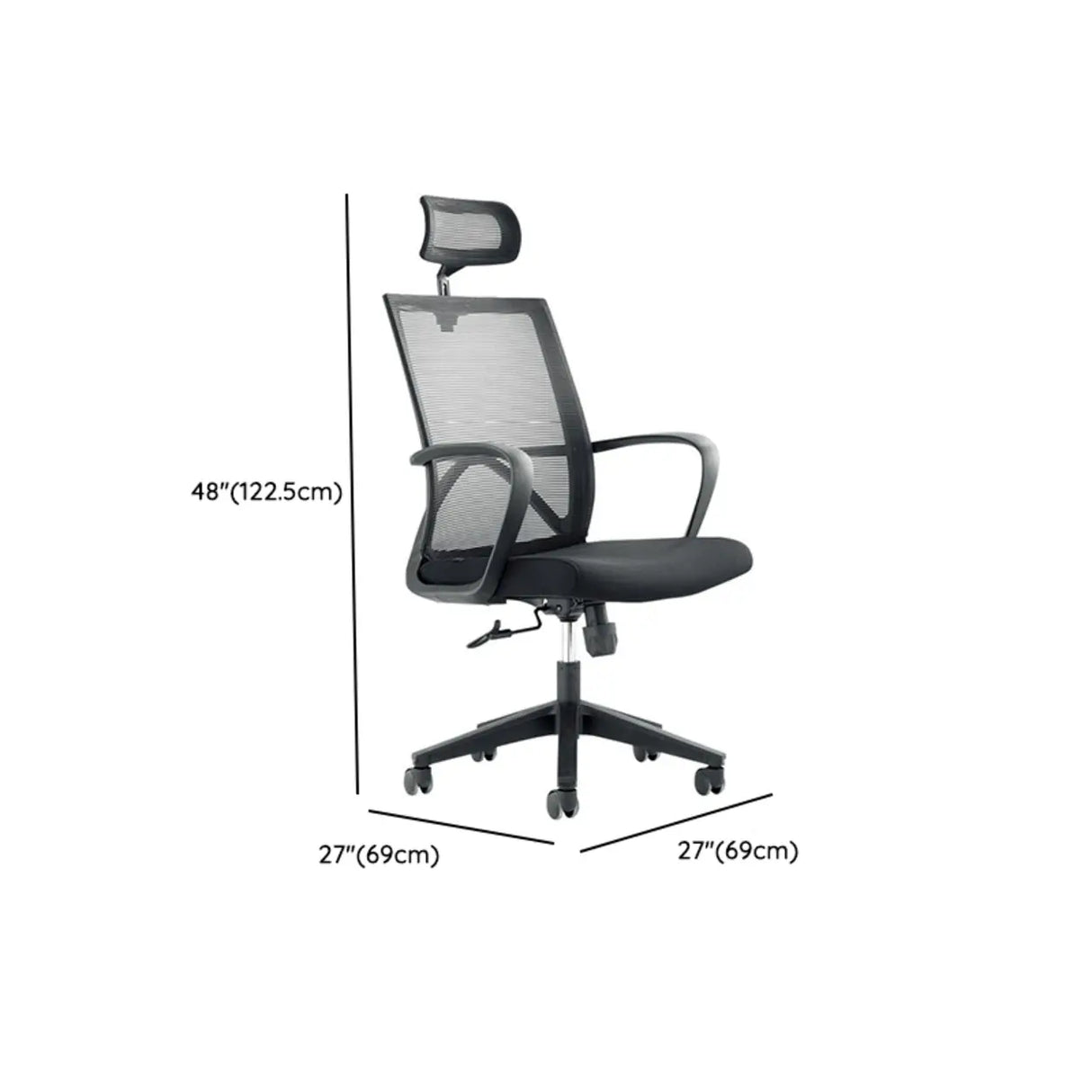 Lumbar Support Nylon Frame Ergonomic Mesh Black Office Chair 