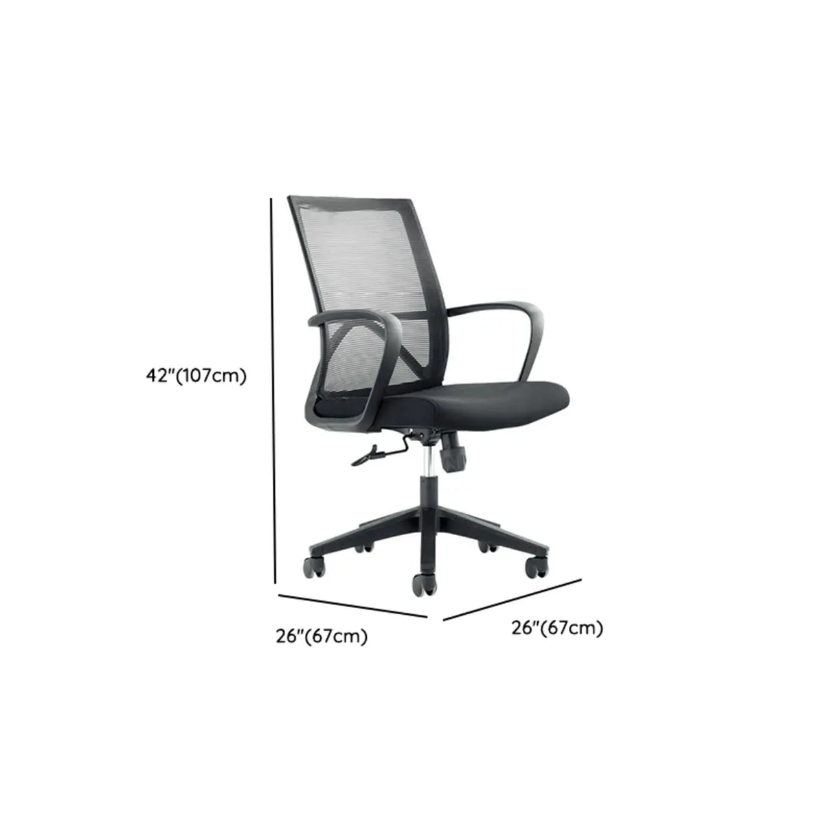 Lumbar Support Nylon Frame Ergonomic Mesh Black Office Chair Image - 18