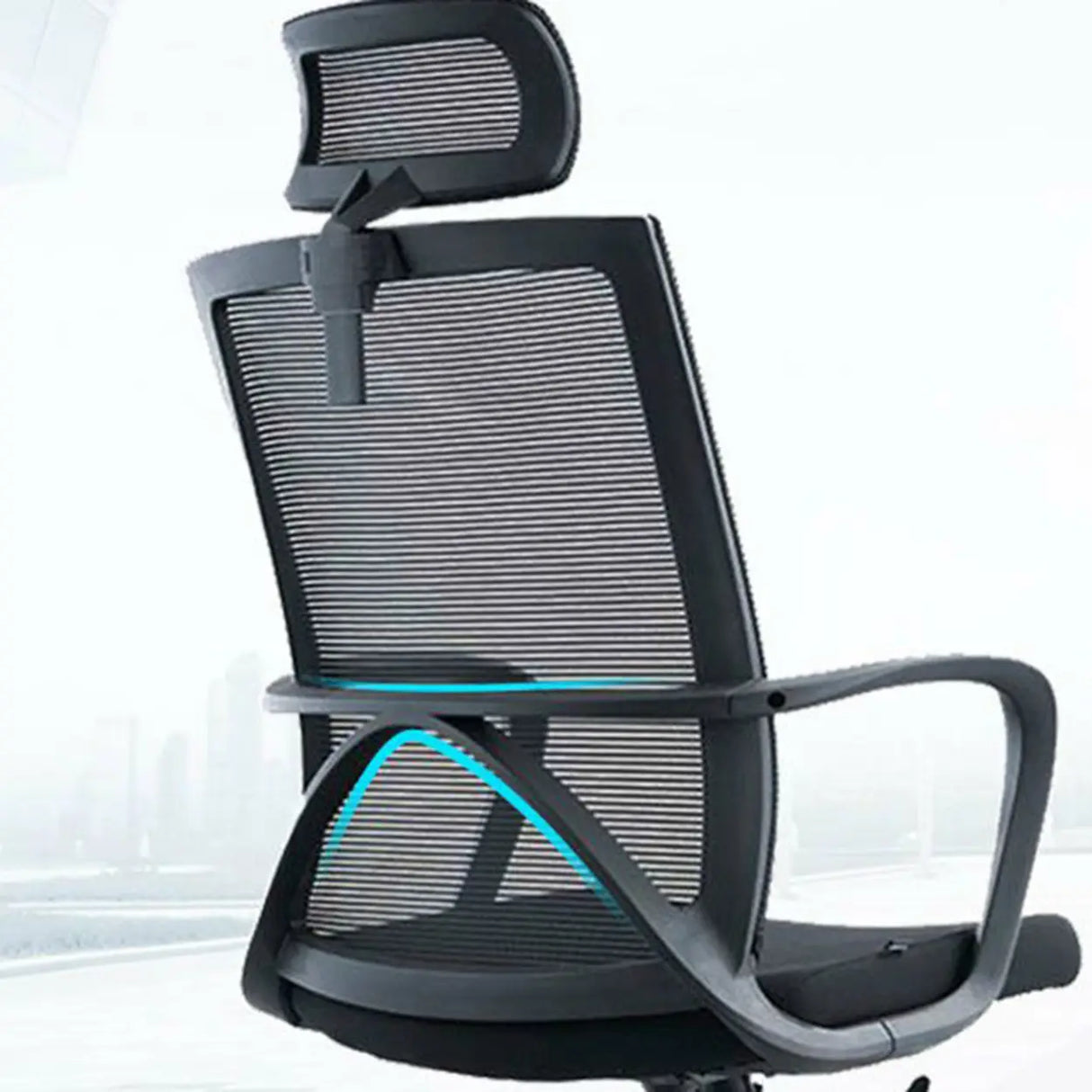 Lumbar Support Nylon Frame Ergonomic Mesh Black Office Chair Image - 9