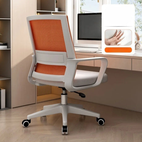Lumbar Support Orange Swivel Mesh Adjustable Office Chair Image - 1