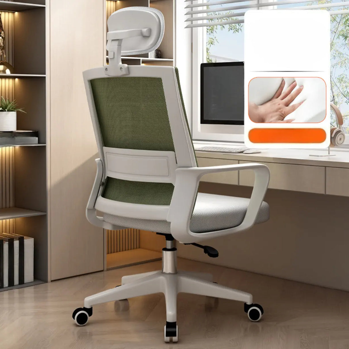 Lumbar Support Orange Swivel Mesh Adjustable Office Chair Image - 10