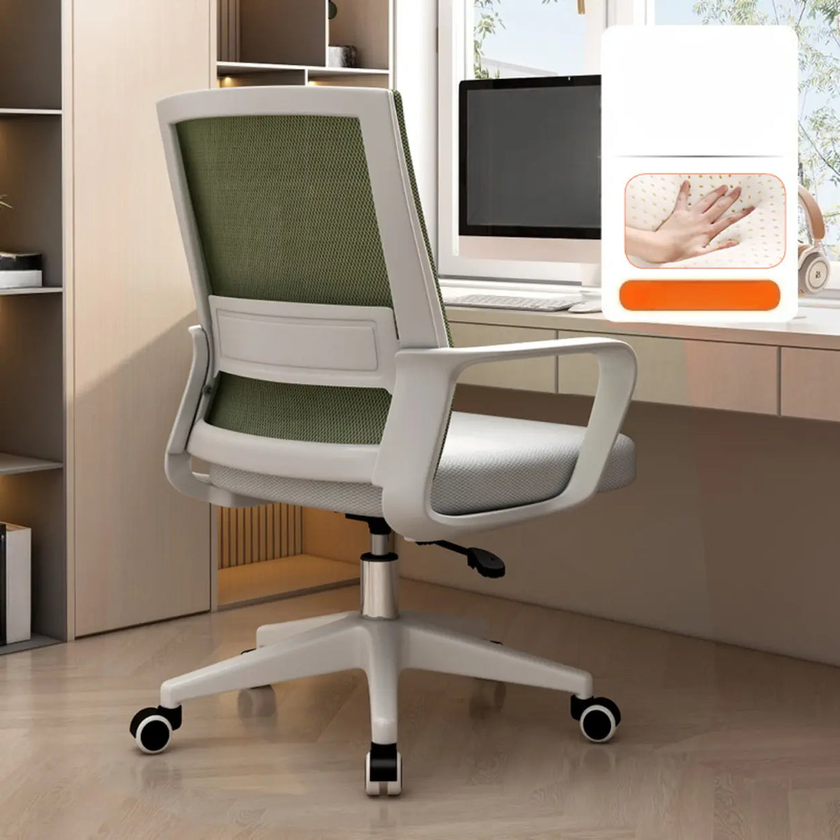 Lumbar Support Orange Swivel Mesh Adjustable Office Chair Image - 12