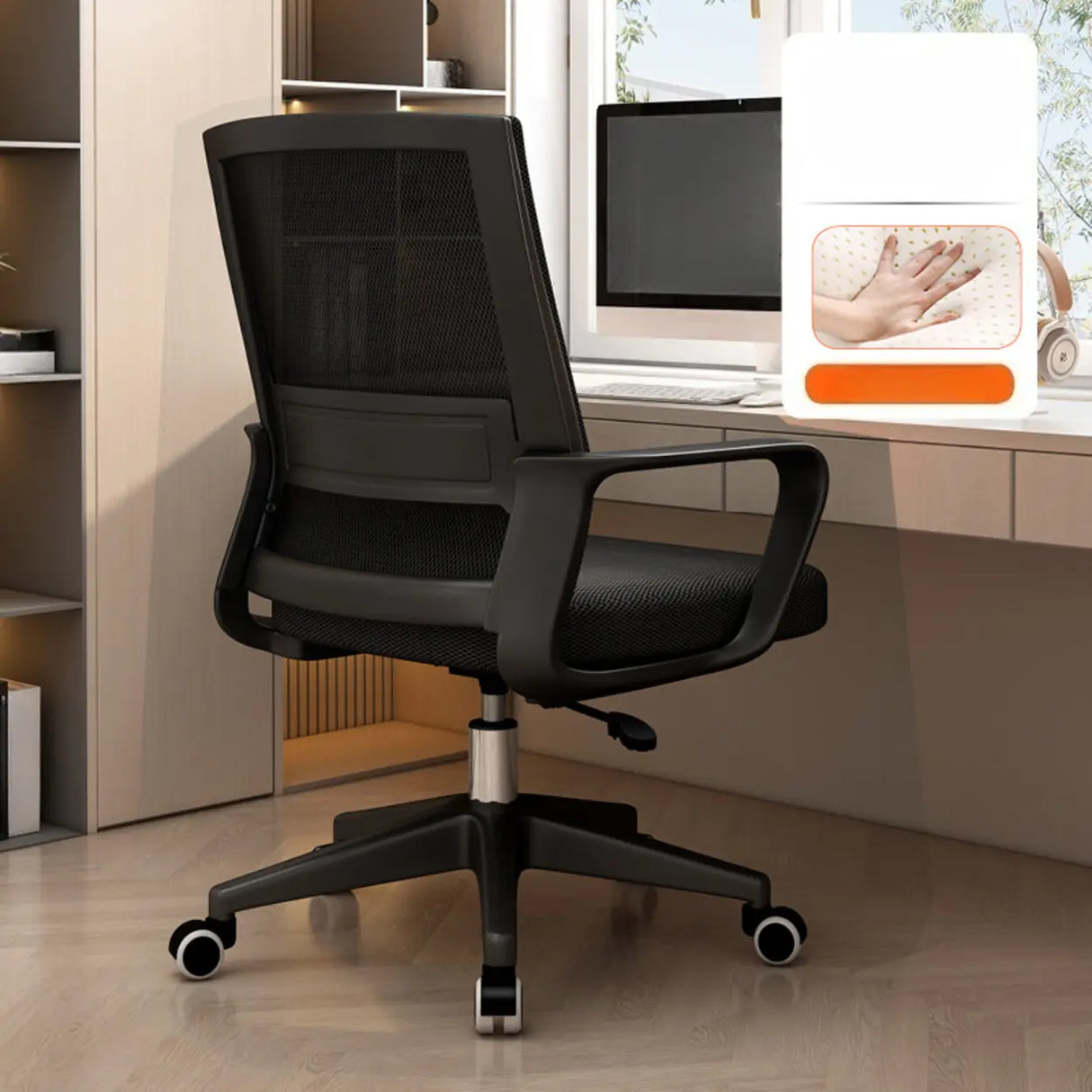 Lumbar Support Orange Swivel Mesh Adjustable Office Chair Image - 17