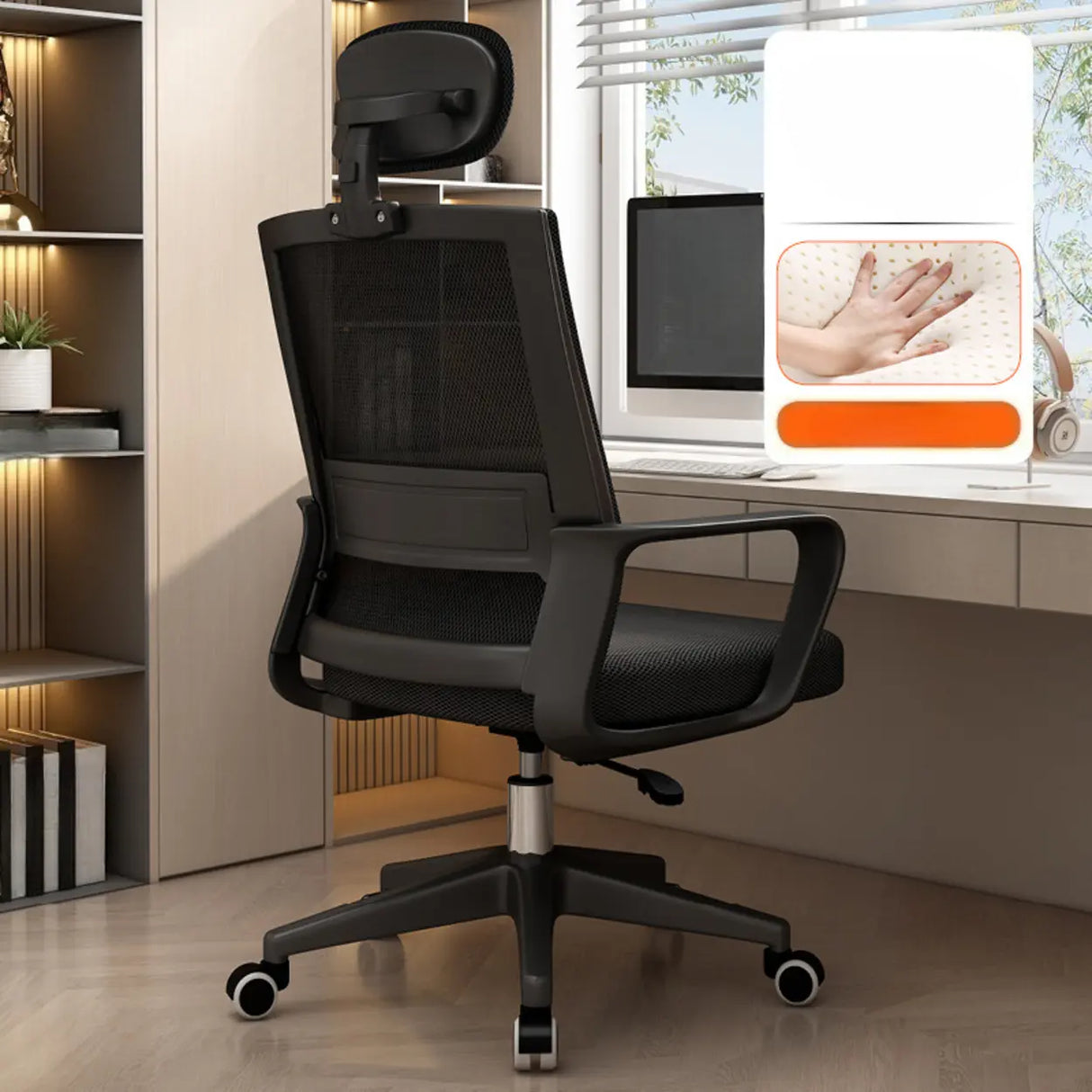 Lumbar Support Orange Swivel Mesh Adjustable Office Chair Image - 18