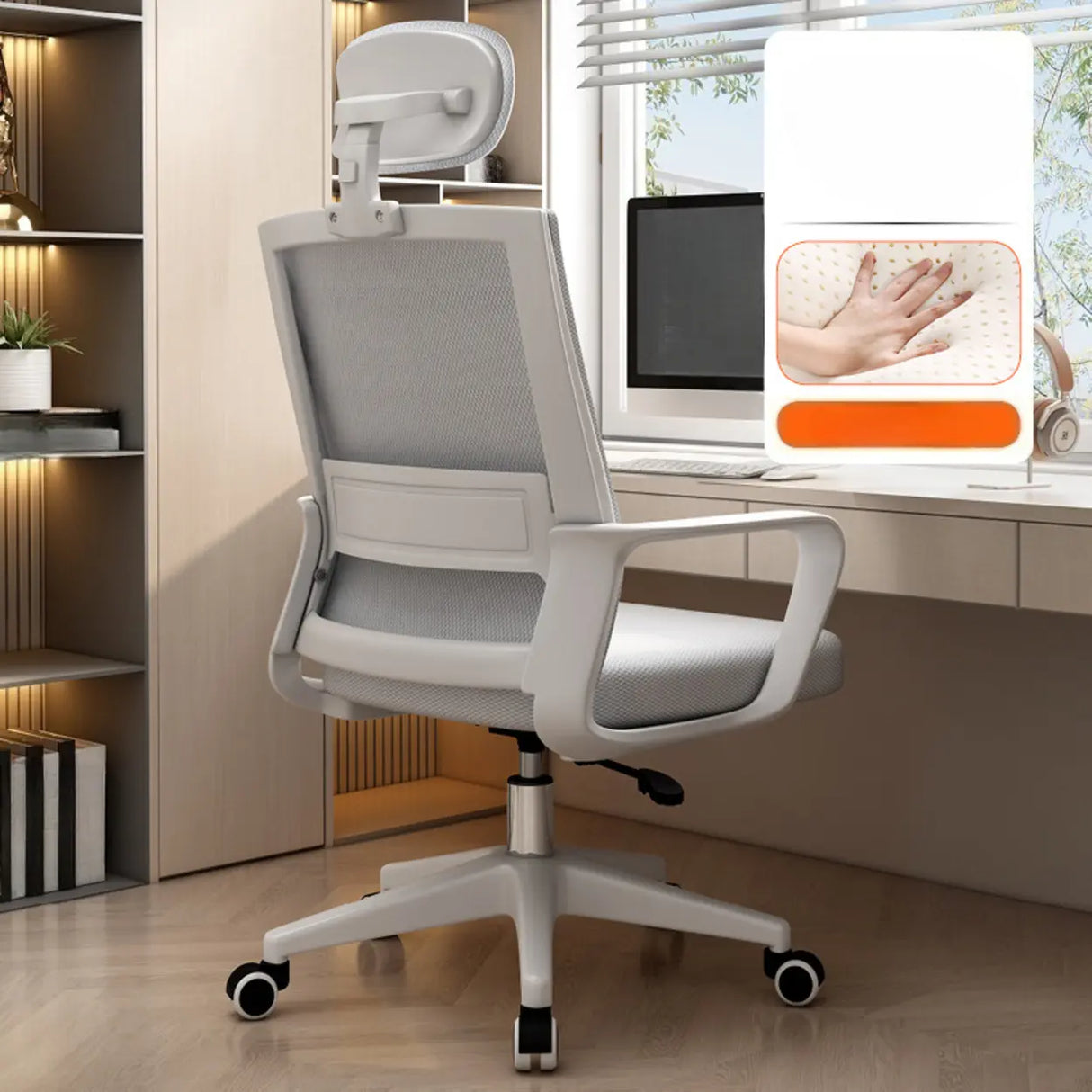 Lumbar Support Orange Swivel Mesh Adjustable Office Chair Image - 19