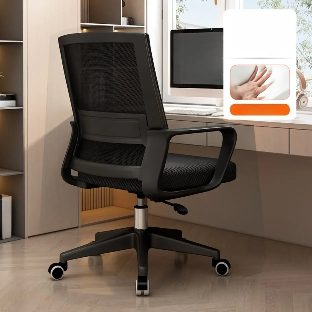 Lumbar Support Orange Swivel Mesh Adjustable Office Chair Image - 21