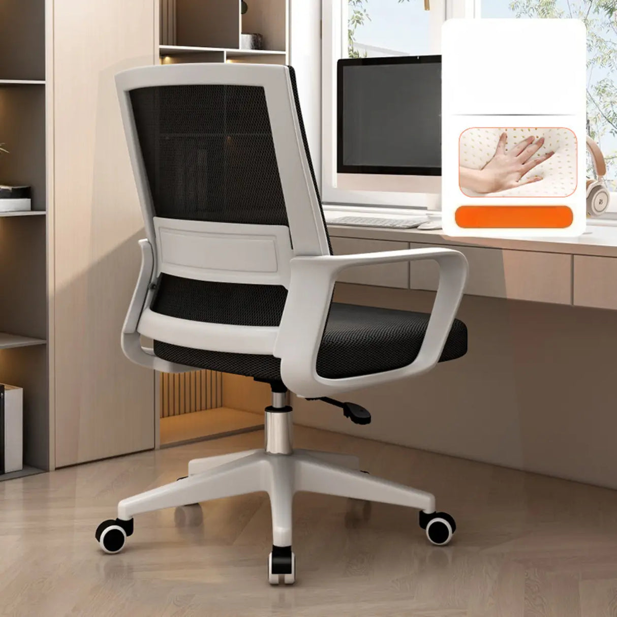 Lumbar Support Orange Swivel Mesh Adjustable Office Chair Image - 22