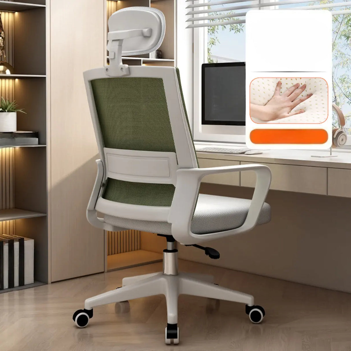 Lumbar Support Orange Swivel Mesh Adjustable Office Chair Image - 23