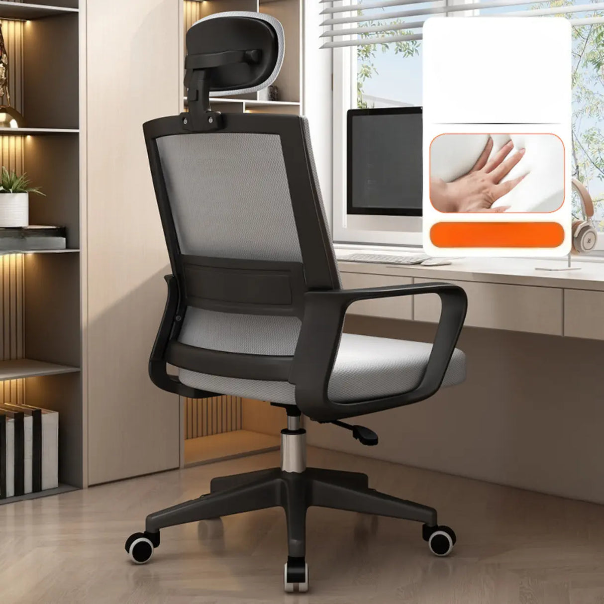 Lumbar Support Orange Swivel Mesh Adjustable Office Chair Image - 24