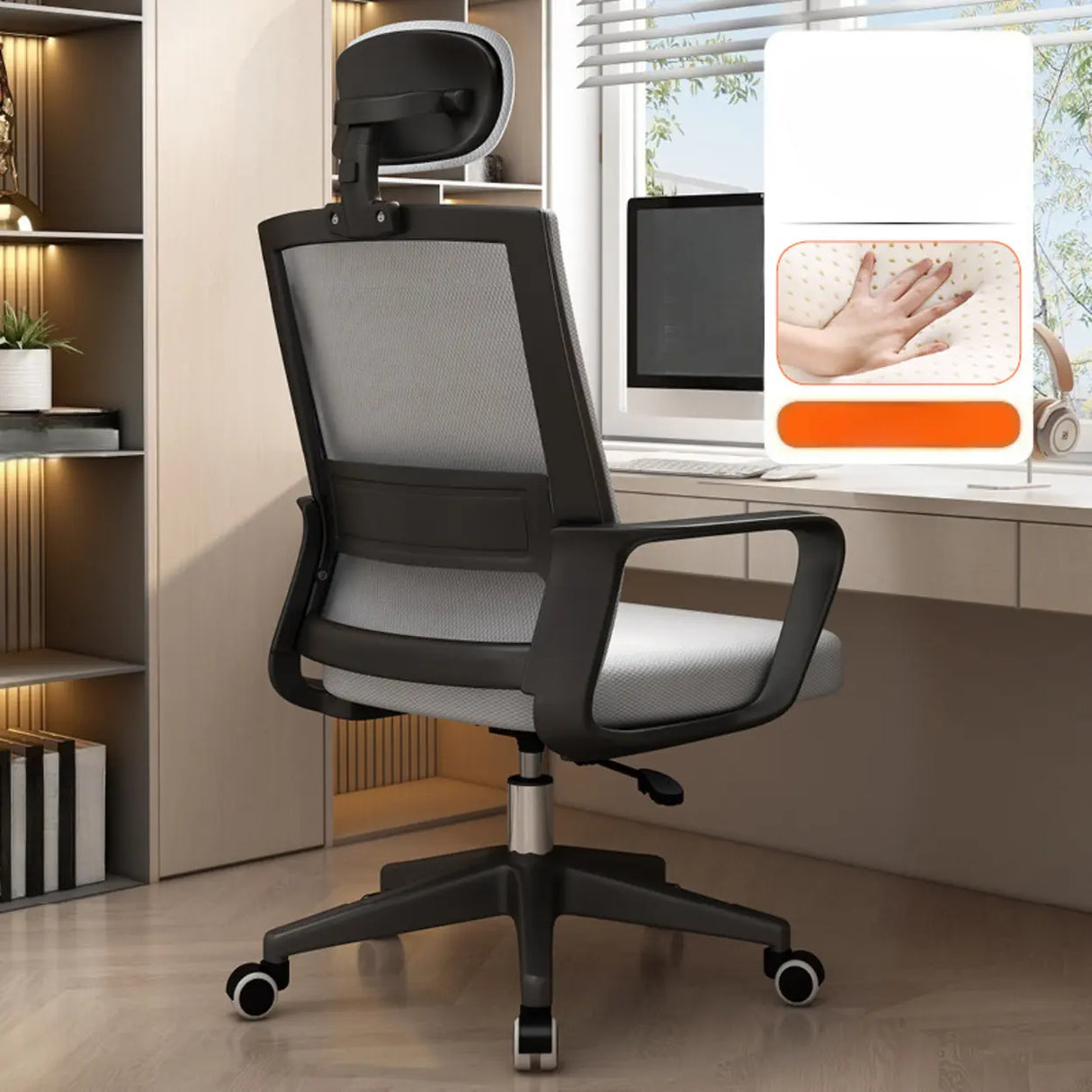 Lumbar Support Orange Swivel Mesh Adjustable Office Chair Image - 25