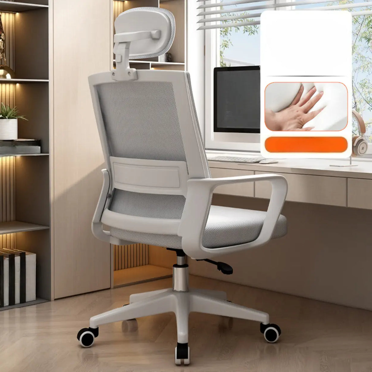 Lumbar Support Orange Swivel Mesh Adjustable Office Chair Image - 26